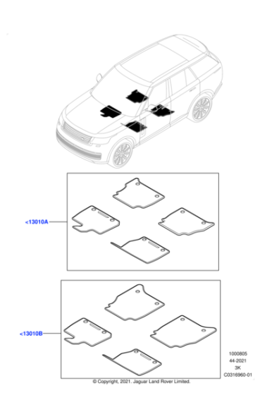 SV Bespoke Anti-microbial Carpet Mats, LHD LandRover