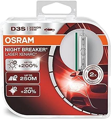 OSRAM XENARC NIGHT BREAKER LASER - سطوع أعلى بنسبة 200% - مصباح زينون عالي الكثافة، مصباح تفريغ (مصباحان)