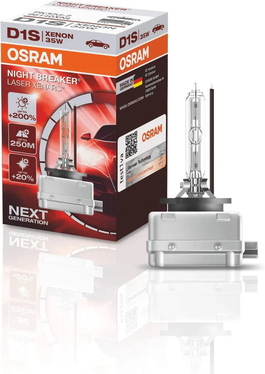 OSRAM XENARC NIGHT BREAKER LASER - سطوع أعلى بنسبة 200% - مصباح زينون عالي الكثافة، مصباح تفريغ (مصباحان)