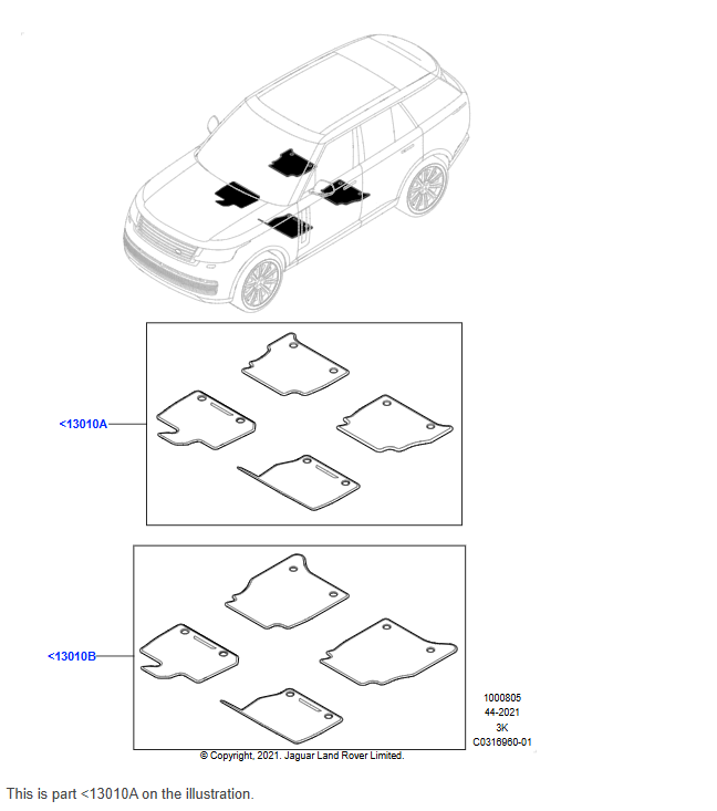 ANTIMICROBIAL RUBBER MATS, LHD, LWB, 7 SEAT LandRover