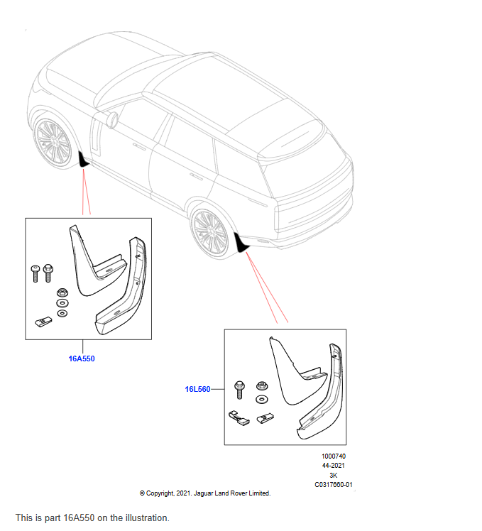 GLOSS BLACK FRONT MUDFLAPS LandRover