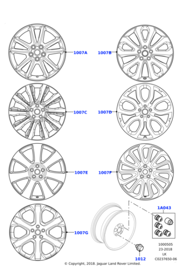 Alloy Wheel - 22" Style 6001, 6 spoke, Diamond Turned finish LandRover