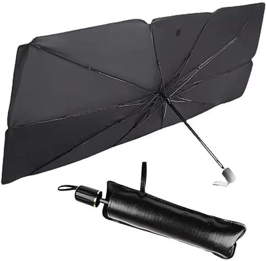 SCIENISH Car Umbrella Sun Shade Cover, Foldable Sun Shades Car for Windshield Parasol to Keep Your Vehicle Cool and Damage Free, Block Heat UV Rays Sun Visor Protector, Easy to Use (57 * 31 Inch) After-Market