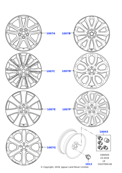 Alloy Wheel - 22" Style 5004, 5 split-spoke (Range Rover Sport L494)