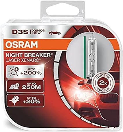 OSRAM XENARC NIGHT BREAKER LASER - سطوع أعلى بنسبة 200% - مصباح زينون عالي الكثافة، مصباح تفريغ (مصباحان) 