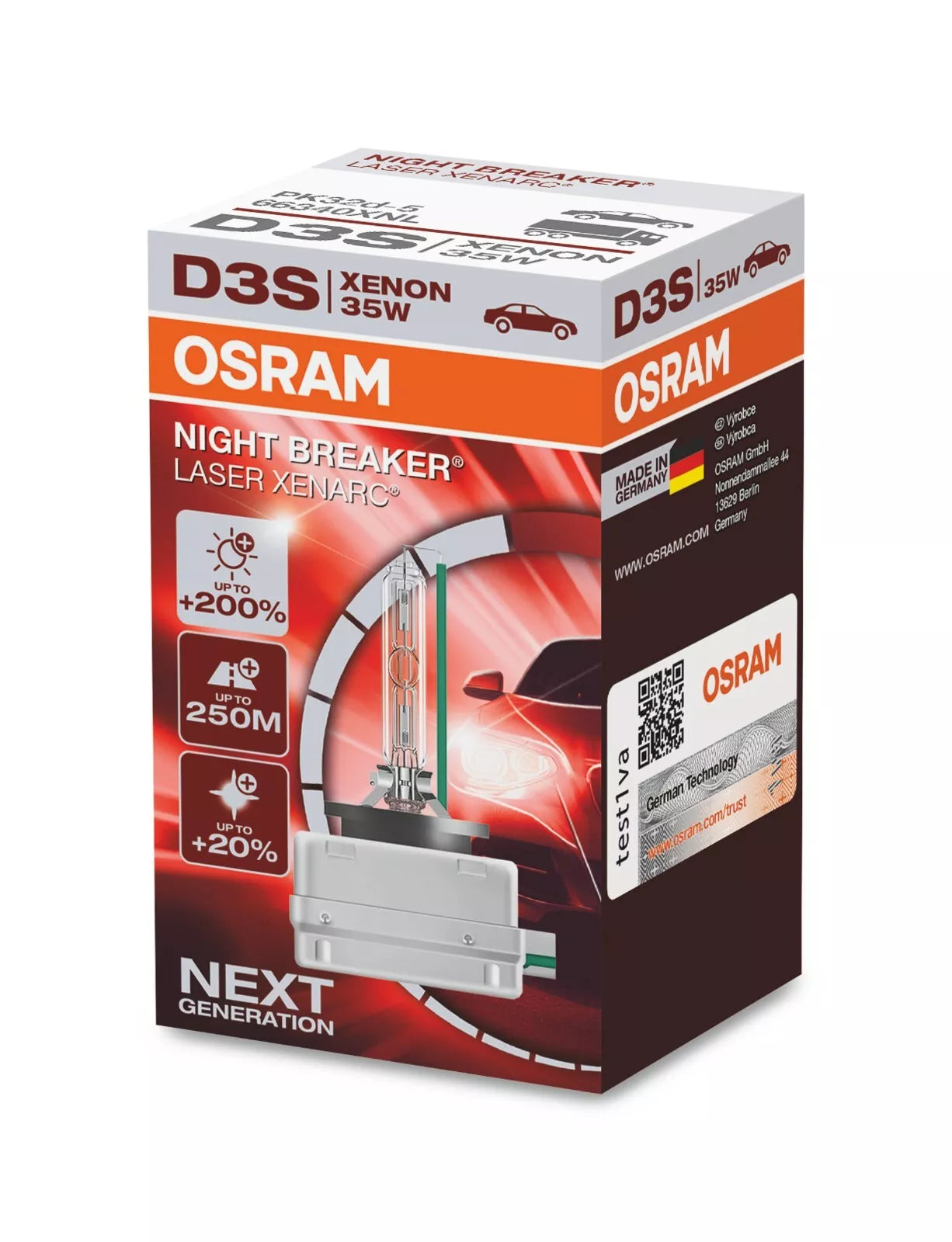 OSRAM XENARC NIGHT BREAKER LASER - +200% more brightness - HID xenon bulb, discharge lamp (2 lamps)