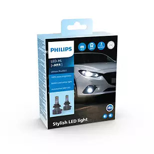 Philips Ultinon Pro3022 LED Car Headlight Bulb, cool white light of 6.000K, set of 2