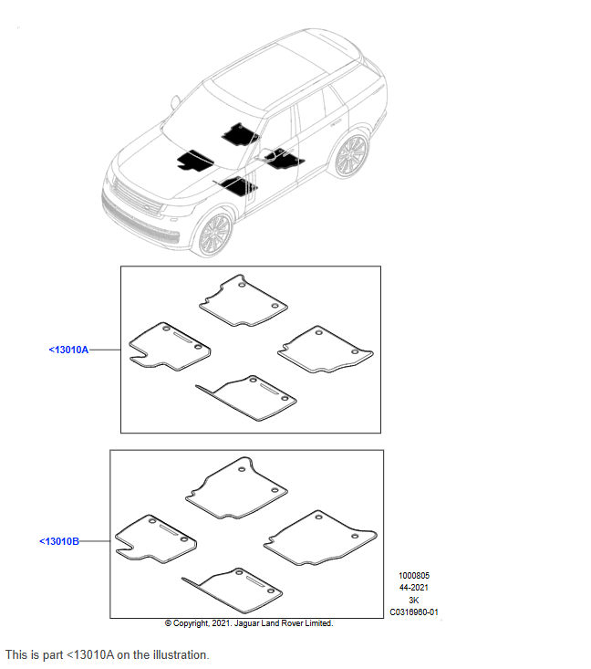 ANTIMICROBIAL RUBBER MATS, LHD, LWB, 7 SEAT