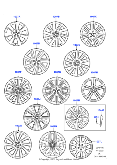 Wheel Cap 22" Alloy Wheel Style 1073 Diamond Turned (Range Rover)