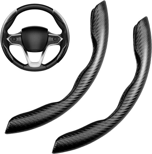 FDGDFG Anti-Slip car Steering Wheel Cover 2PCS,Universal Car Steering Wheel Cover for Men/Girls Auto Car, Steering Wheel Comfortable Cover for Steering Accessories Car Truck (Carbon Fiber Black) After-Market