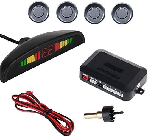 LED Car Parking Sensor Auto Reverse Assistance Backup Radar Detector System Grey Color 4 Sensors