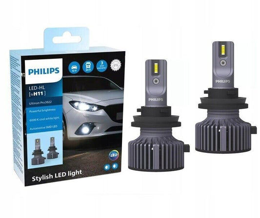 Philips Ultinon Pro3022 LED Car Headlight Bulb, cool white light of 6.000K, set of 2